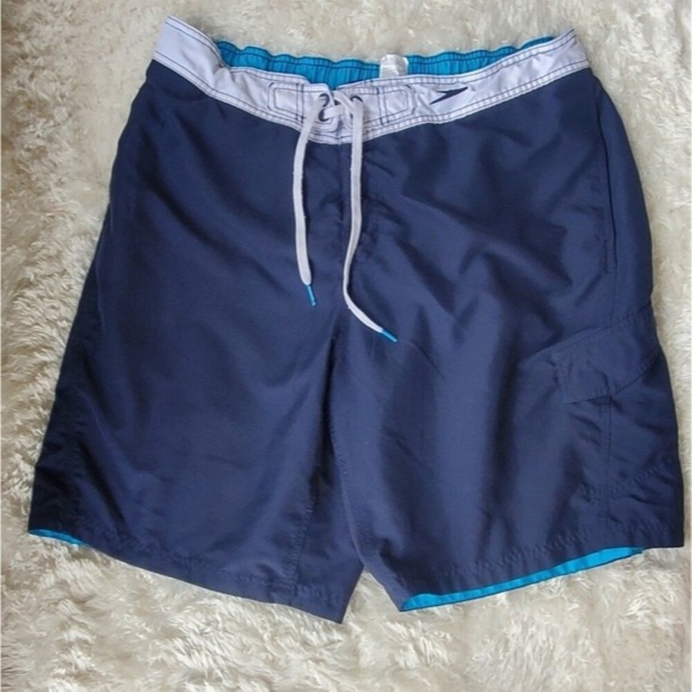 Mens Blue Speedo Cargo Boardshorts